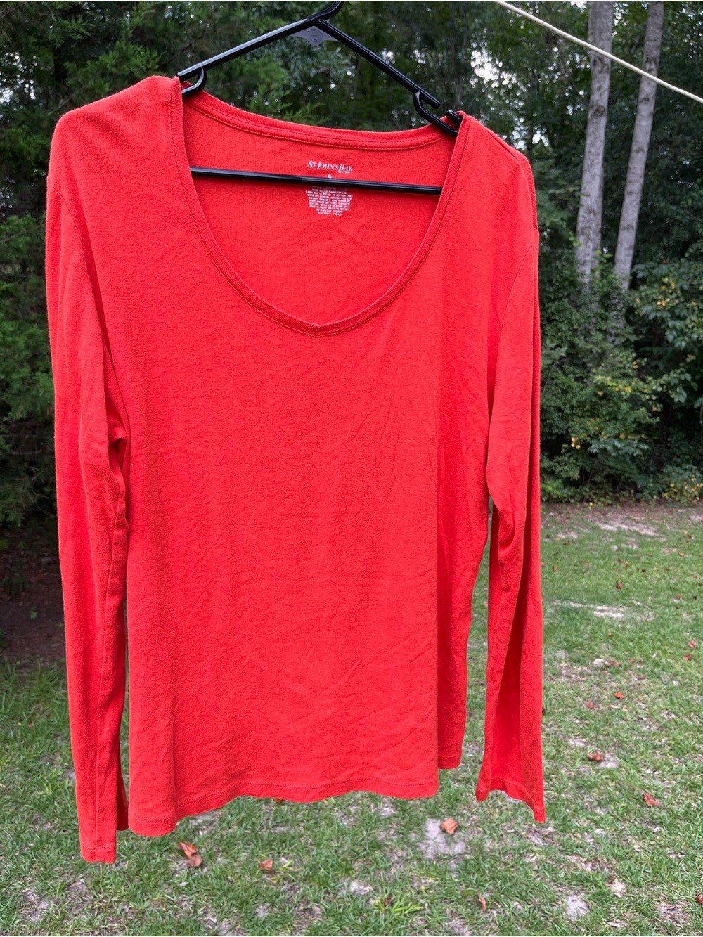 St. John's Bay Women's Burnt Orange Scoop Neck Long-Sleeve Top